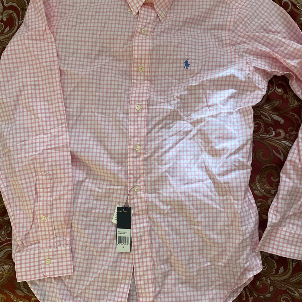 Polo Ralph Lauren Men's Classic-Fit Gingham Poplin Shirt Pink M